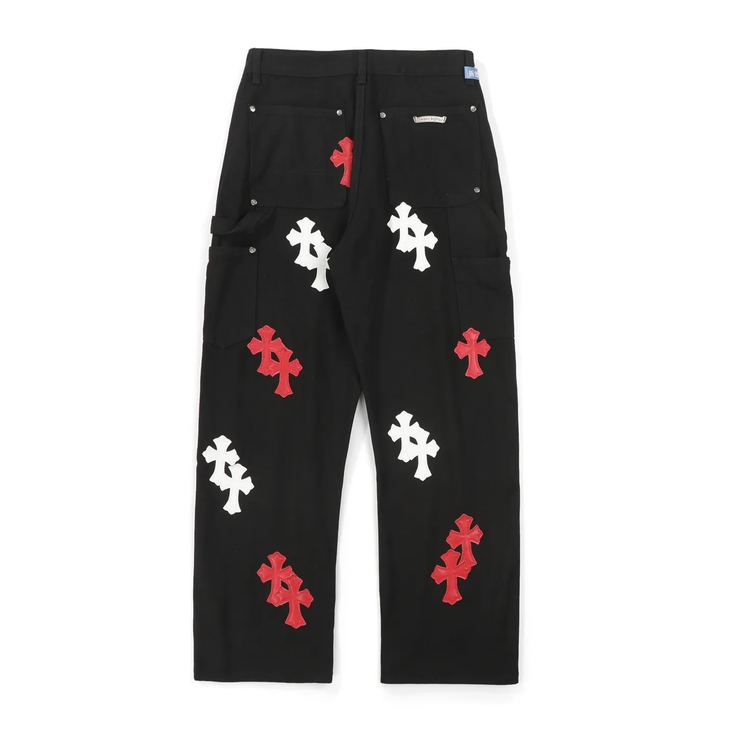 P280 Chrome Hearts Black Timber Pants Red Leather and White Leather Elements Washed Jeans Really restores the ultimate vintage texture. Three-dimensional version. Loose and comfortable, not picky about the figure. Makes you look taller and slimmer. Made by a factory. Original quality control. Same style for men and women. Can be matched with couples. Versatile recommendation. Must-have jeans for all seasons. Fashionistas have been disappointed. The quality selection of fabrics, the tailoring of details, and the matching of patterns are all impeccable! The upper body is so handsome when worn...it can be easily worn by men, women and children! The craftsmanship is made of heavy-duty washed pure cotton denim fabric. After washing, it is soft and thick and looks very stylish when worn. Color: black Size: 28 30 32 34 36